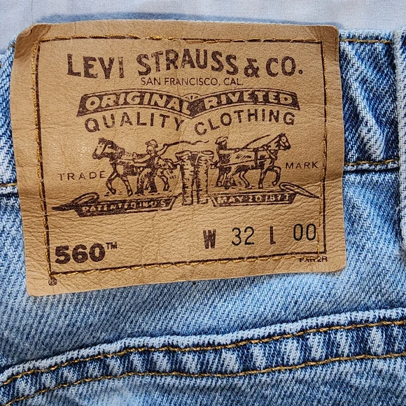 Vtg Levis 560 Jean Denim Blue Shorts Men's Orange Tab Size 32 Is Used - Picture 10 of 14